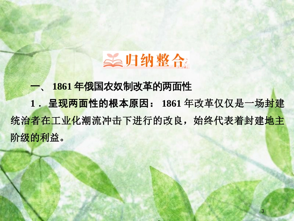 高中历史 第七章 俄国农奴制度改革章末回顾总结优质课件 北师大版选修1_第3页