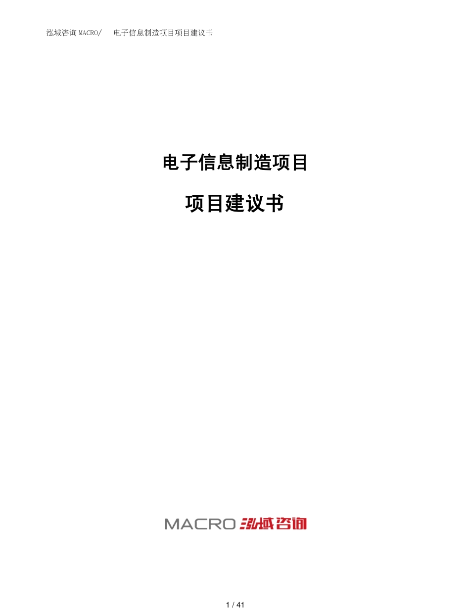 电子信息制造项目项目建议书(1)_第1页