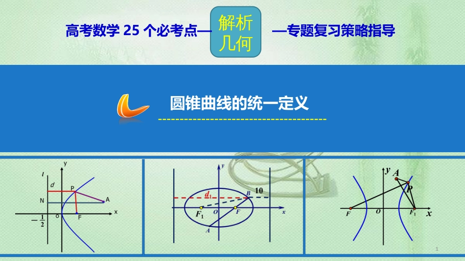 高考数学 25个必考点 专题22 圆锥曲线的统一定义优质课件_第1页