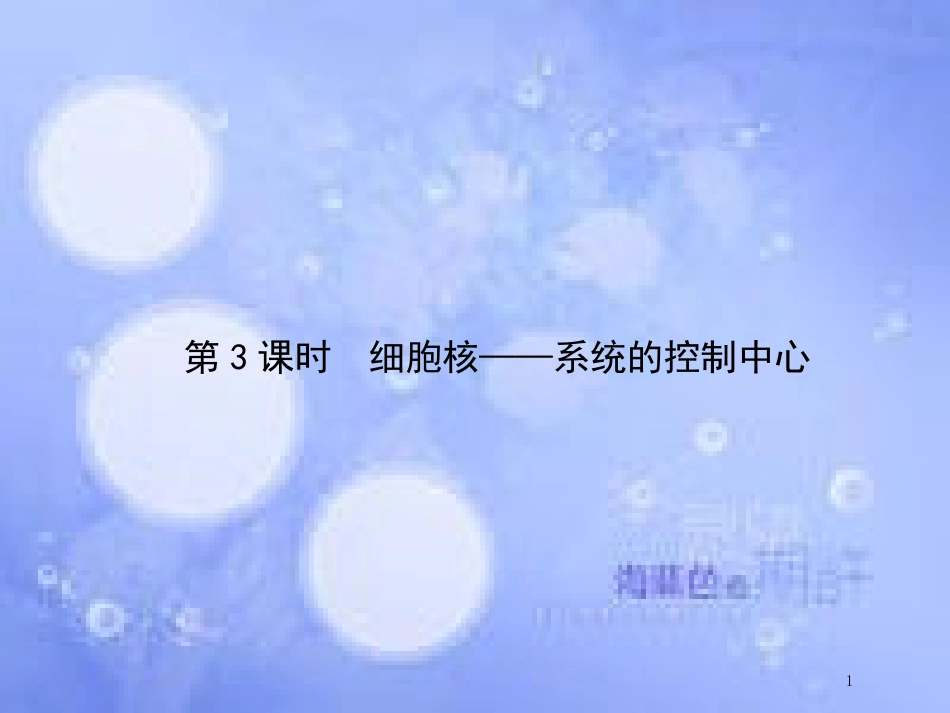 高中生物 第3单元 细胞的基本结构（第3课时）细胞核——系统的控制中心课件 新人教版必修1_第1页