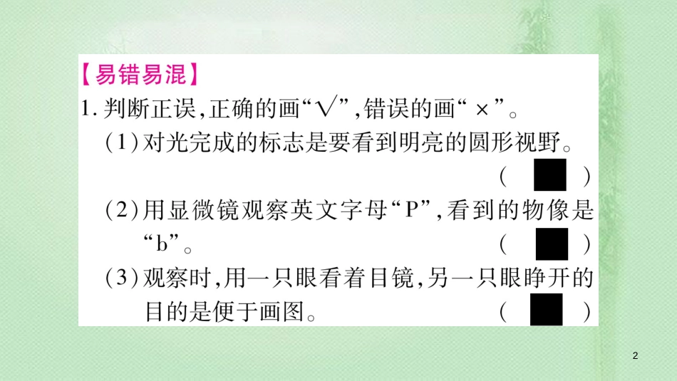 七年级生物上册 第2单元 生物体的结构层次综合提升习题优质课件 （新版）新人教版_第2页