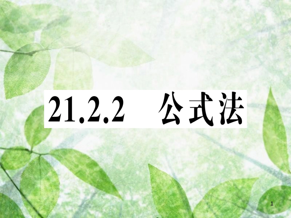 九年级数学上册 第二十一章 一元二次方程 21.2 解一元二次方程 21.2.2 公式法习题优质课件 （新版）新人教版_第1页