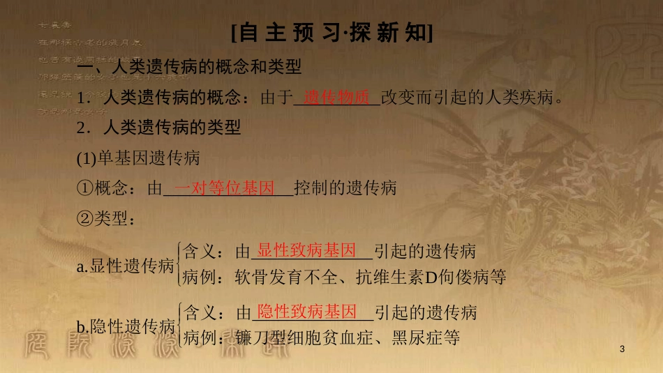 高中生物 第4章 遗传的分子基础 第5节 关注人类遗传病优质课件 苏教版必修2_第3页