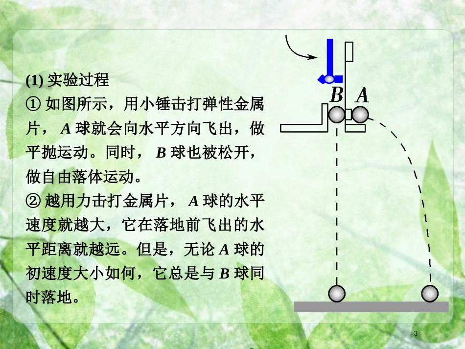 高考物理一轮总复习 实验专题 实验五 平抛运动的等时性研究优质课件 鲁科版必修2_第3页