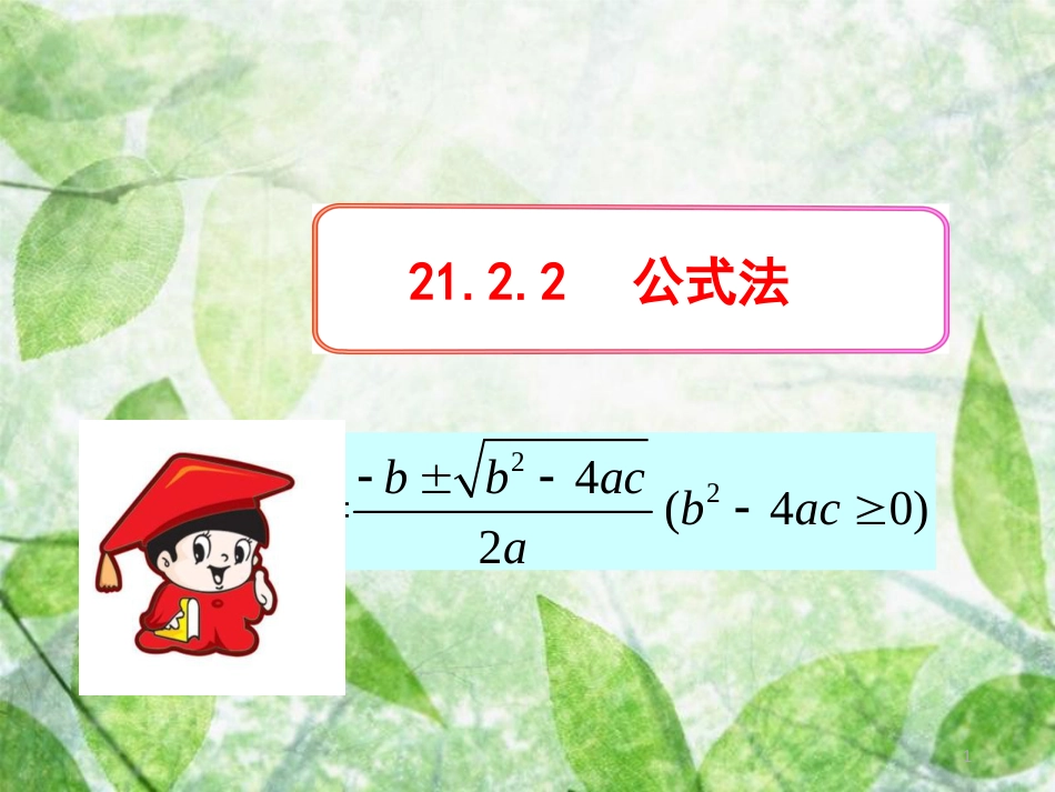 九年级数学上册 第二十一章 一元二次方程 21.2 解一元二次方程 21.2.2 公式法优质课件 （新版）新人教版_第1页