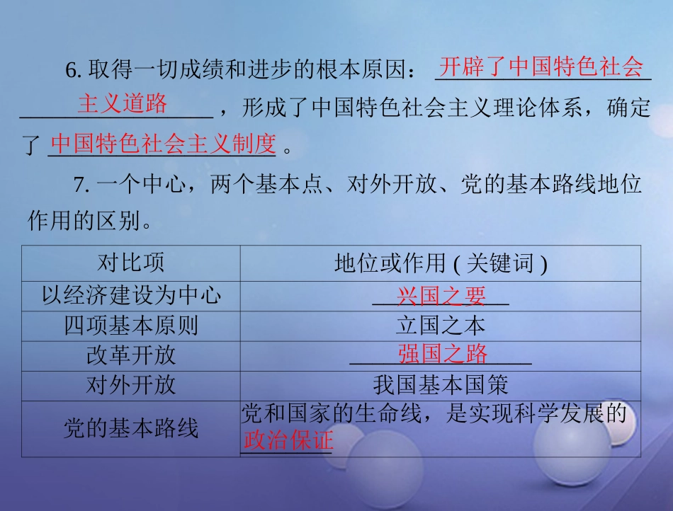 中考政治 第一部分 知识闯关 能力提升 第课时 认清基本国情 坚持党的基本路线复习课件_第3页