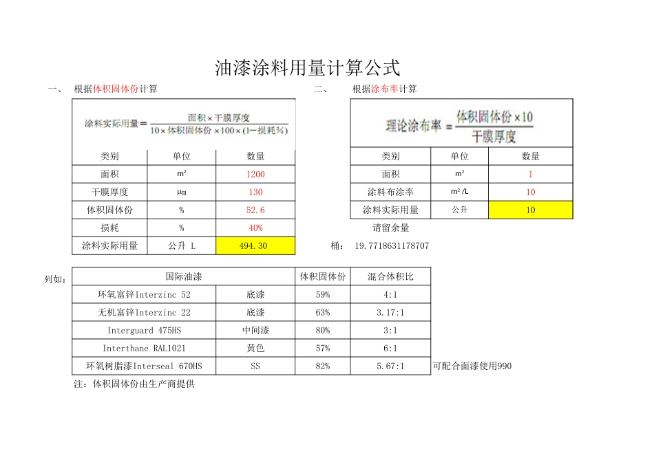 油漆涂料用量计算自动公式[共3页]_第1页