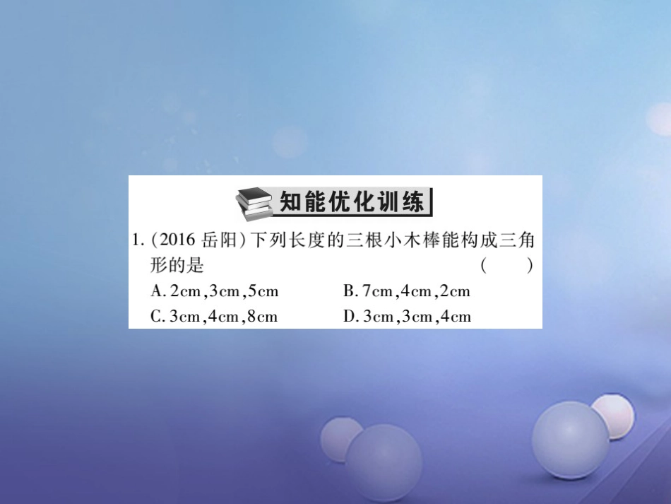 中考数学总复习 第一轮 基础知识复习 第四章 图形的认识及三角形 第讲 三角形及其性质（练册本）课件_第2页