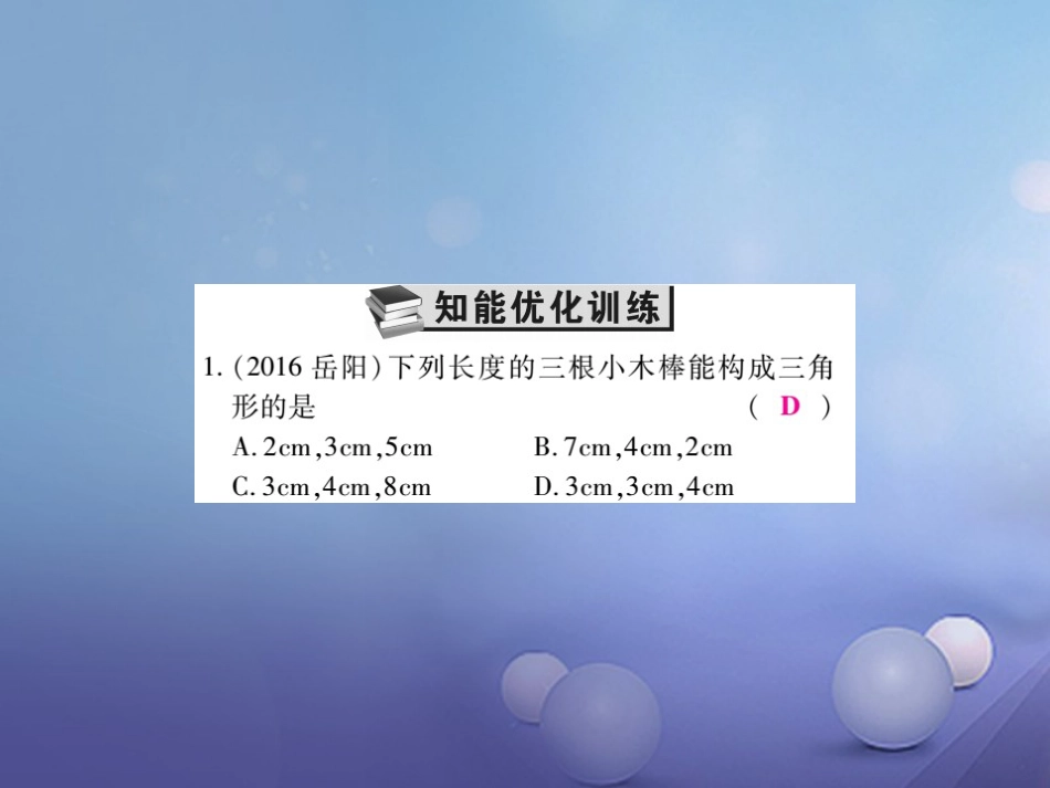 中考数学总复习 第一轮 基础知识复习 第四章 图形的认识及三角形 第讲 三角形及其性质（练册本）课件_第3页