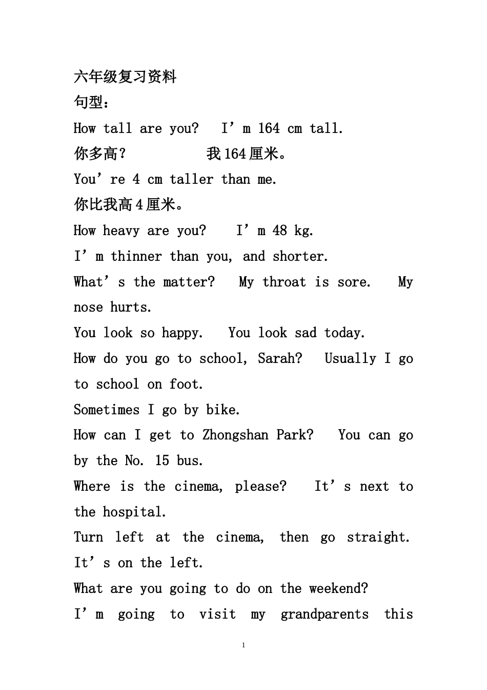六年级英语复习[共25页]_第1页