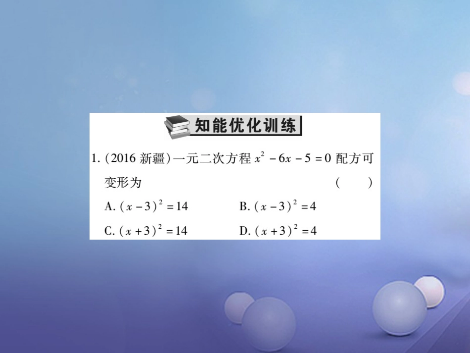 中考数学总复习 第一轮 基础知识复习 第二章 方程组与不等式组 第讲 一元二次方程（练册本）课件_第2页