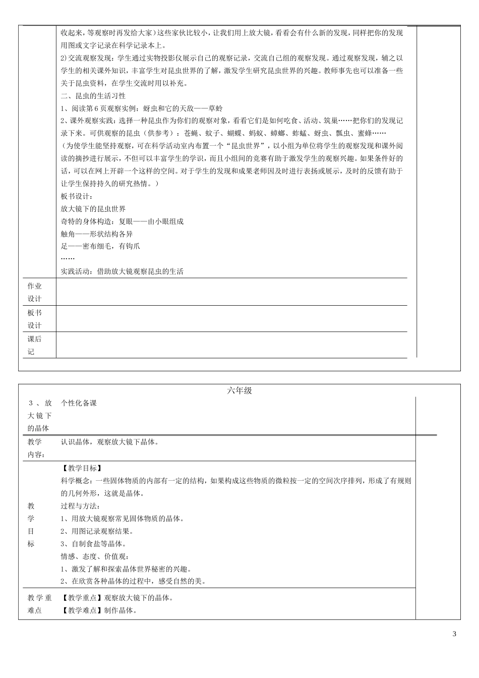 六年级下册 科学课教案_第3页
