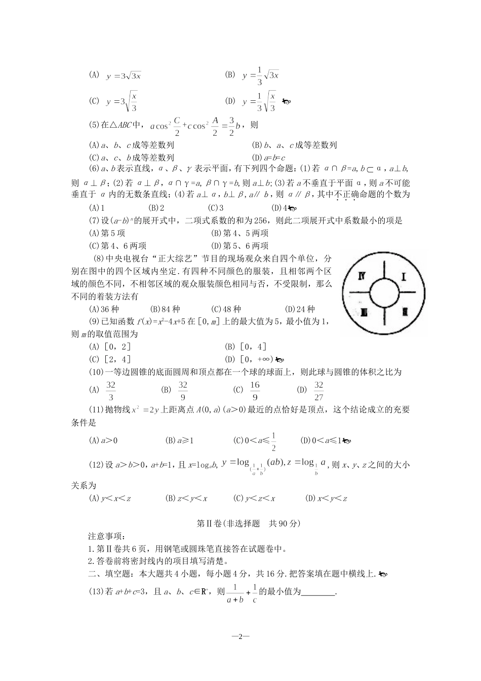 高考数学仿真试题[共4页]_第2页