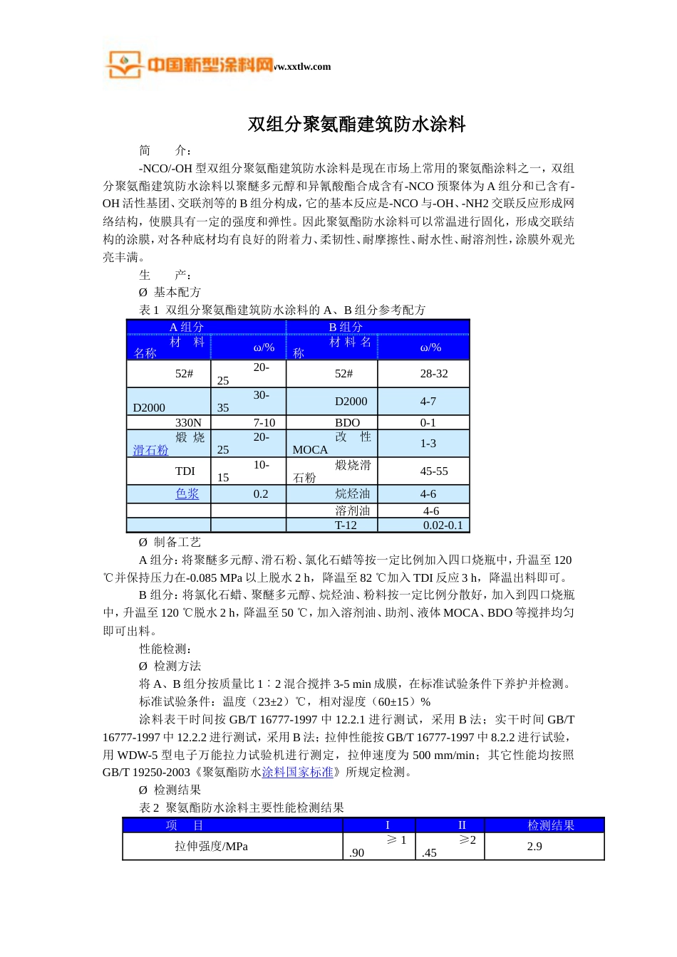 双组分聚氨酯建筑防水涂料_第1页