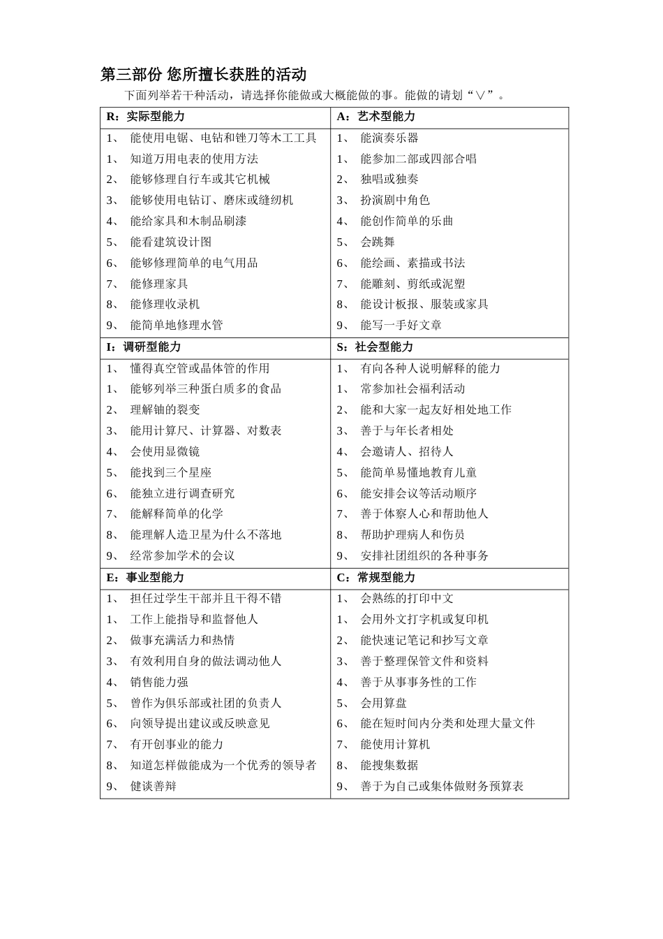 霍兰德职业性格测试[共5页]_第3页