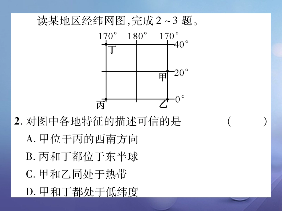 七级地理上册 第一章 地球和地图押题训练课件 新人教版_第3页