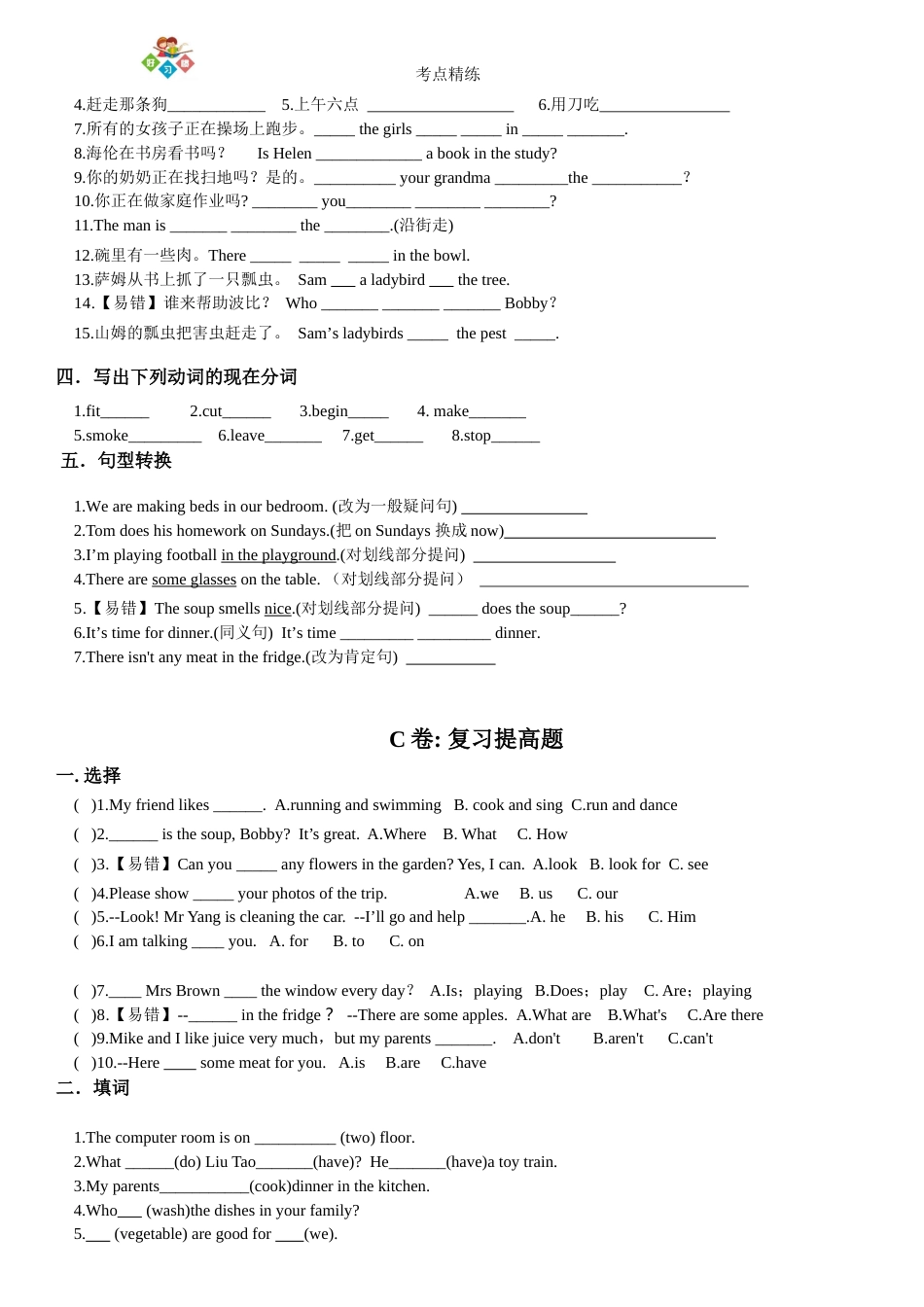译林英语5BU6考点精练_第3页