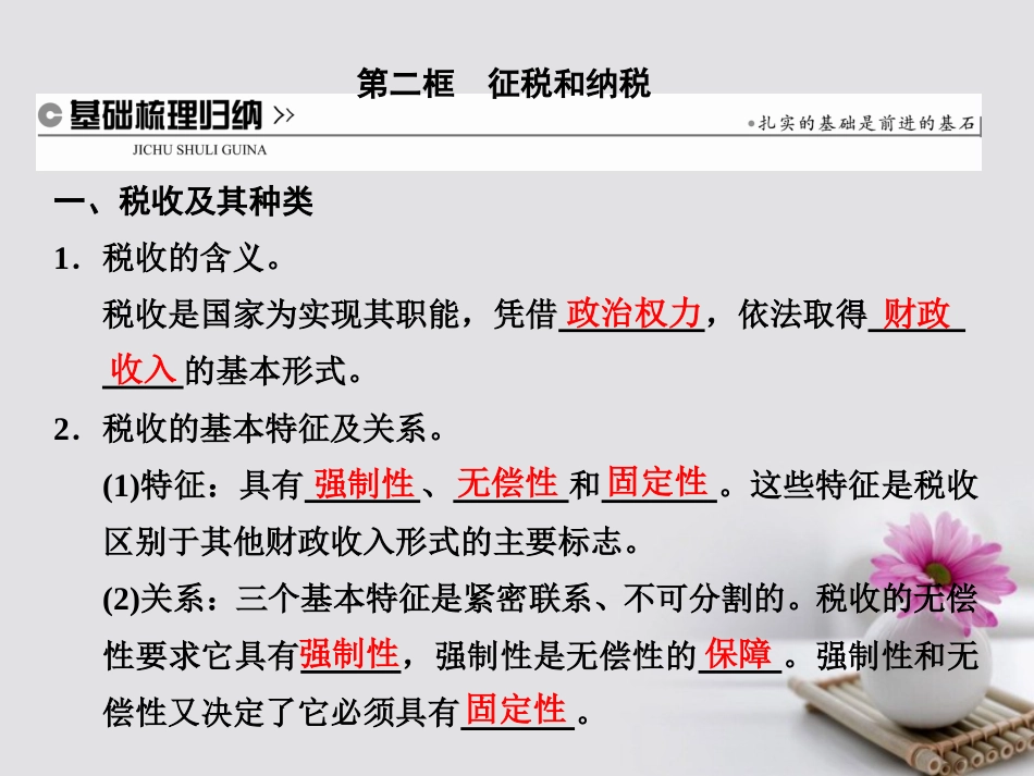 高中政治 第三单元 收入与分配 第八课 财政与税收 第二框 征税和纳税课件 新人教版必修[共22页]_第1页