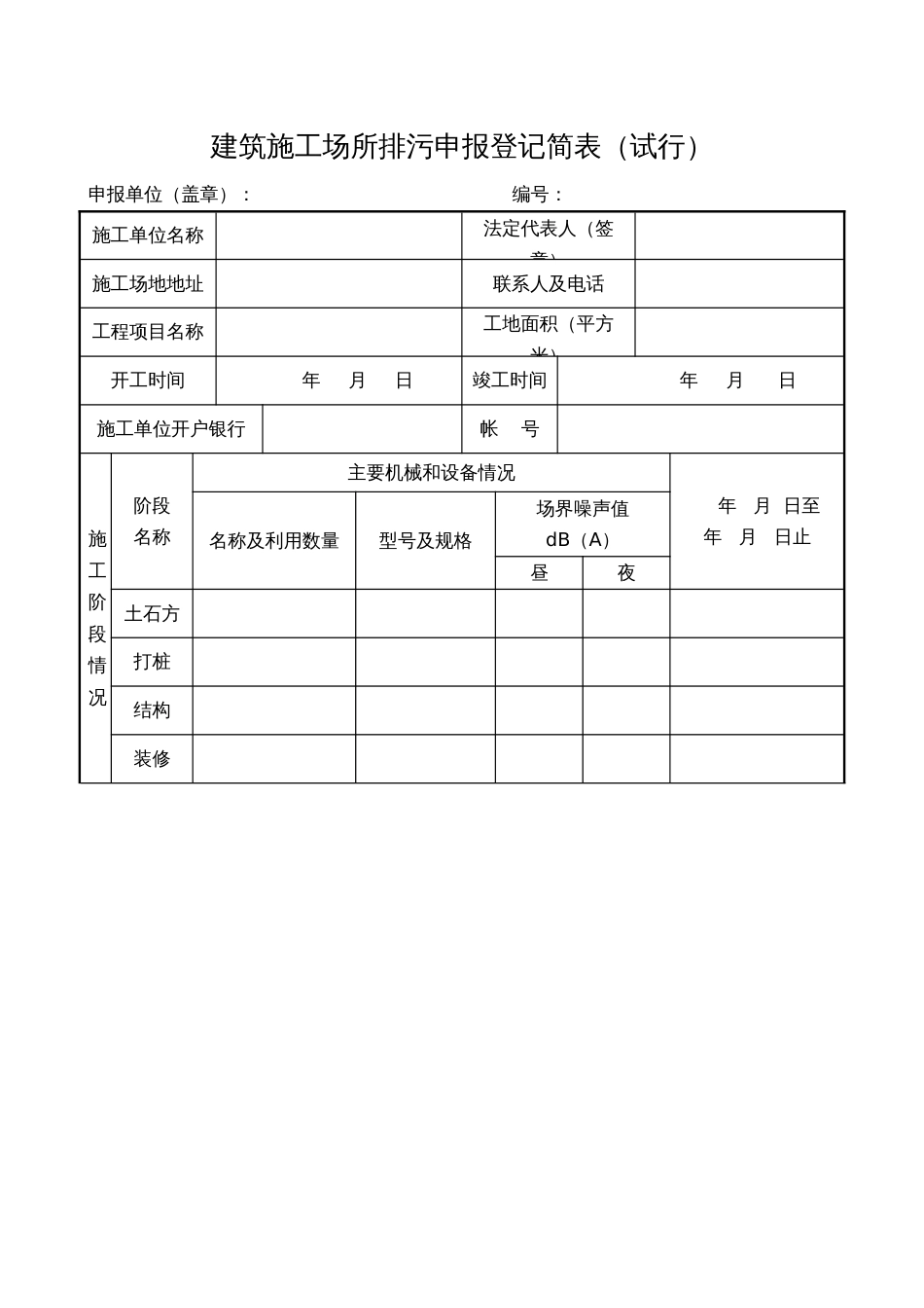 建筑施工场所排污申报登记简表（试行）_第1页