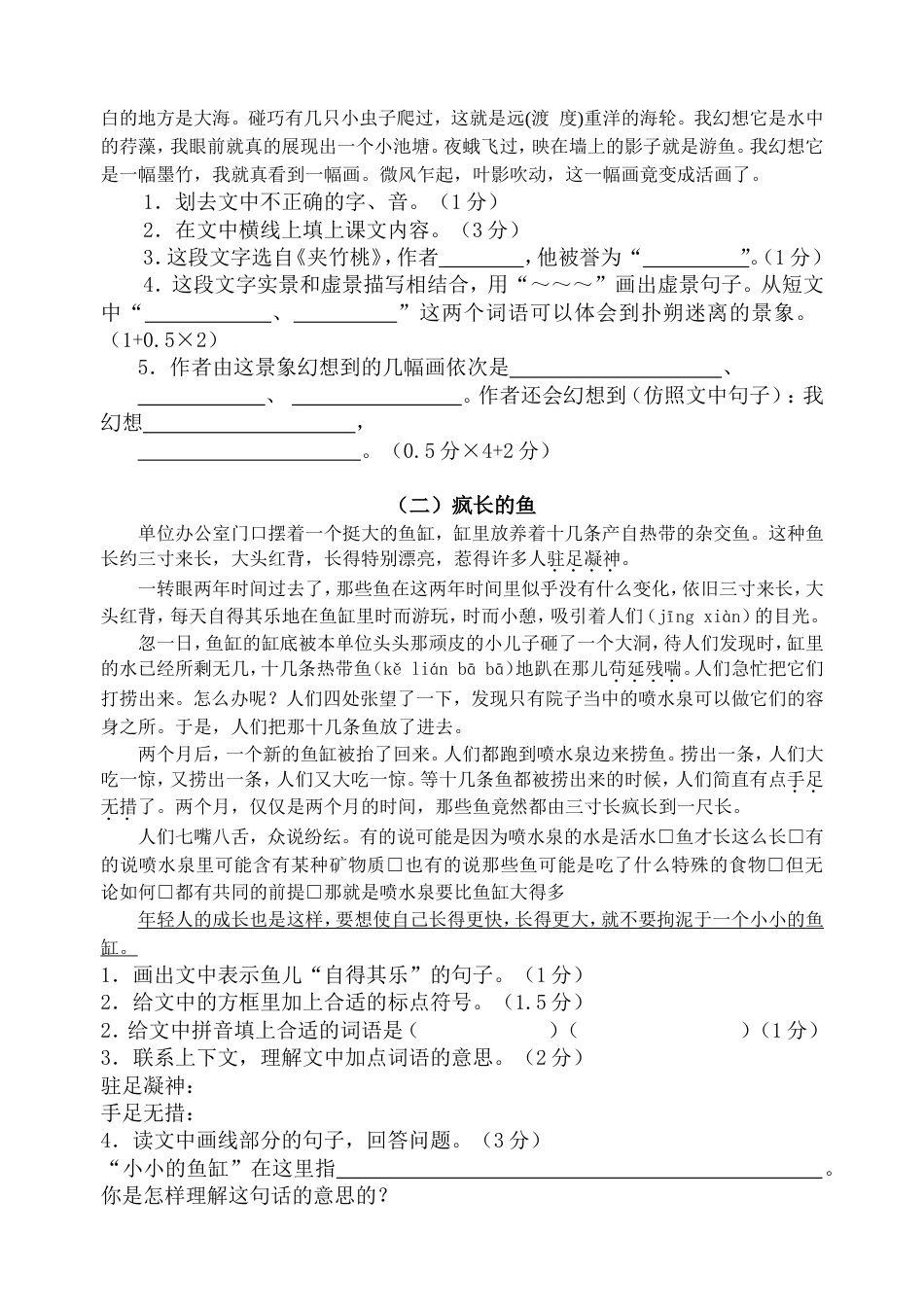 六语复习综合试卷[共4页]_第3页