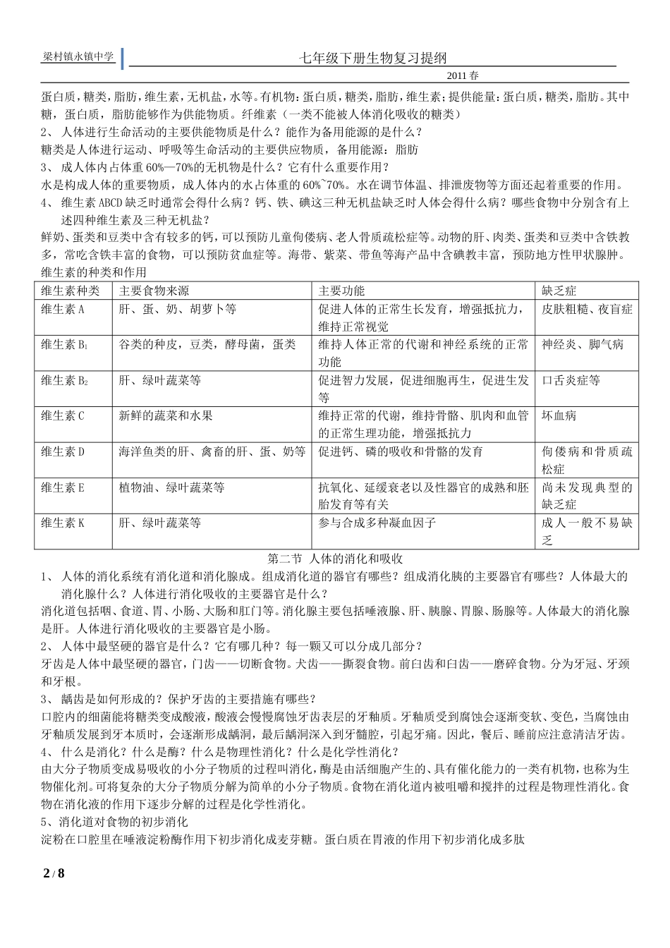 七年级生物下期末复习提纲[共8页]_第2页