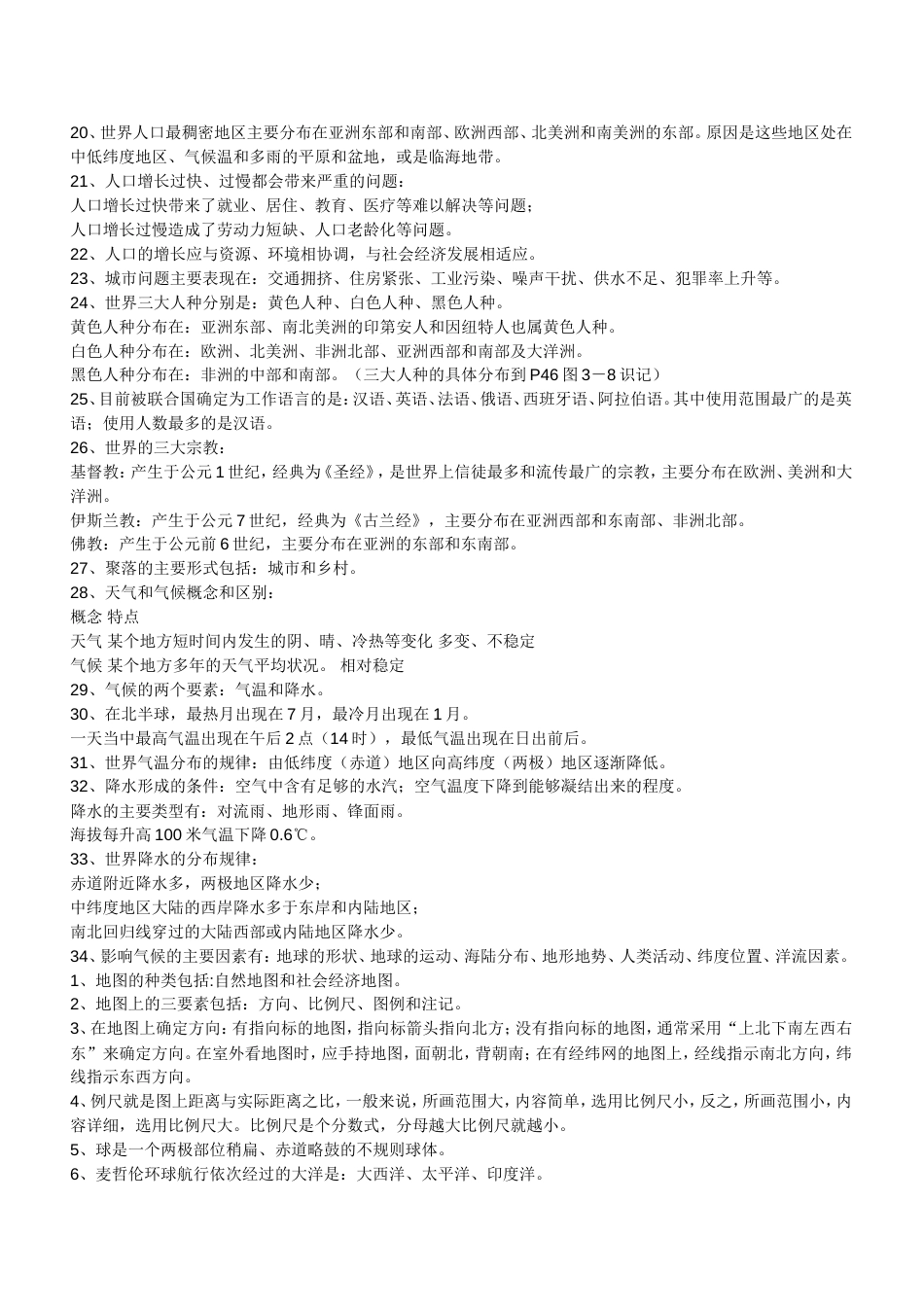 七年级地理上册及下册复习提纲[共10页]_第2页