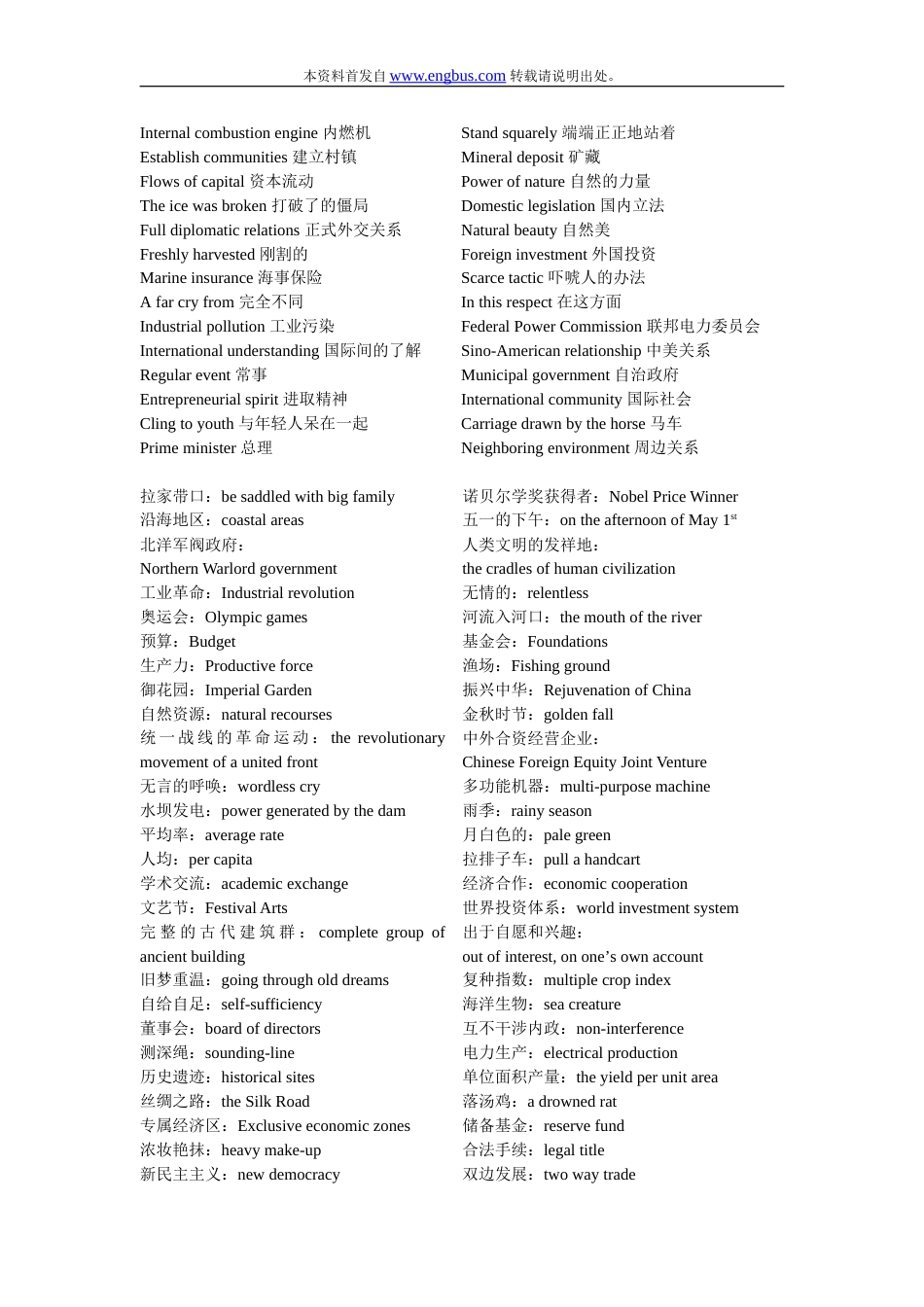 重点短语翻译对照_第2页