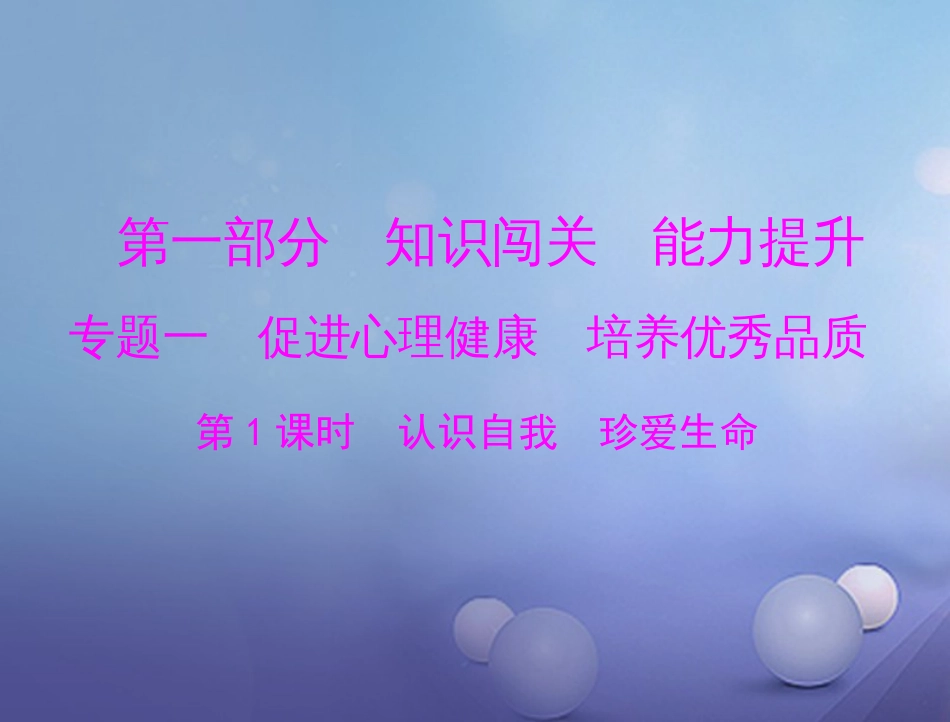 中考政治 第一部分 知识闯关 能力提升 第课时 认识自我 珍爱生命复习课件_第1页