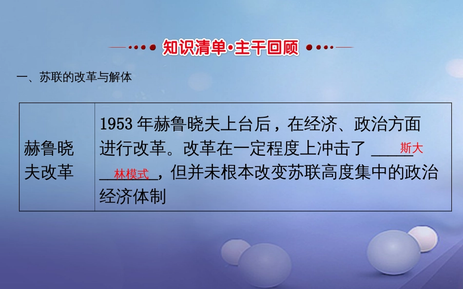 中考历史 第二十六单元 社会主义国家的改革与演变及亚非拉国家的独立和振兴复习课件_第3页