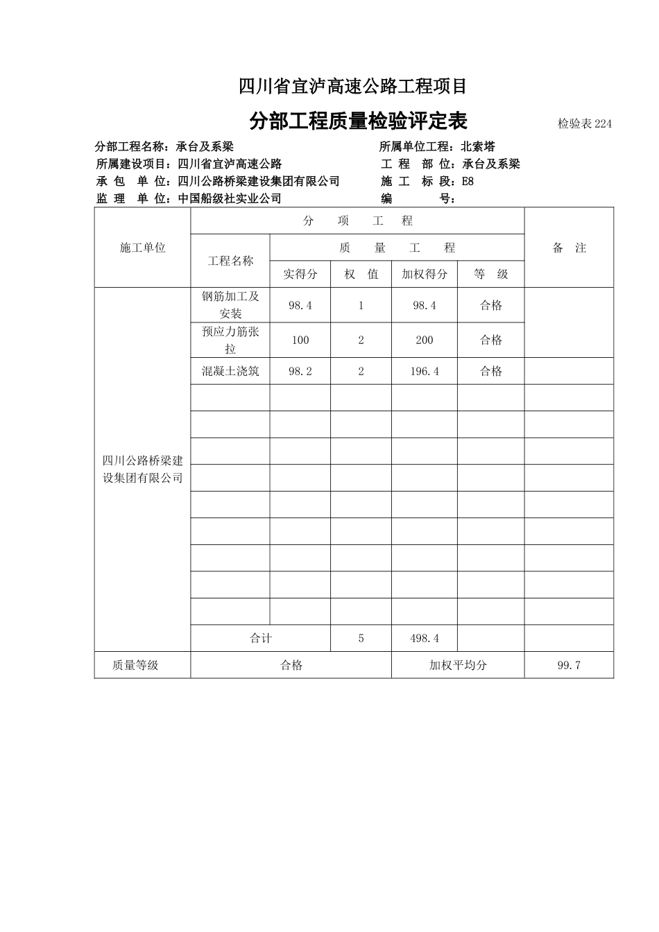 承台及系梁分部工程质量检验评定表[共4页]_第1页