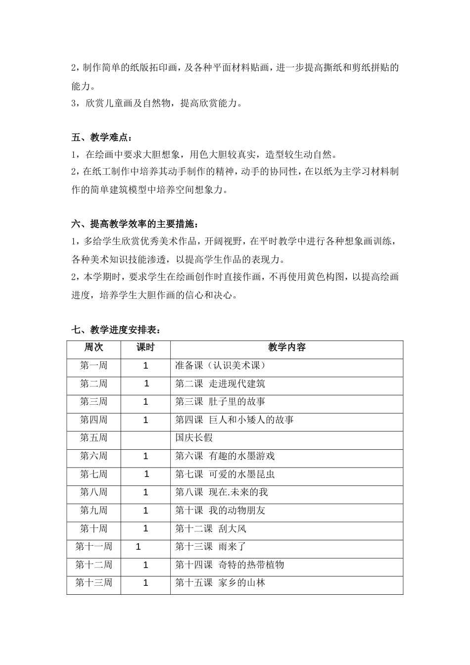 美术三年级教学计划_第2页