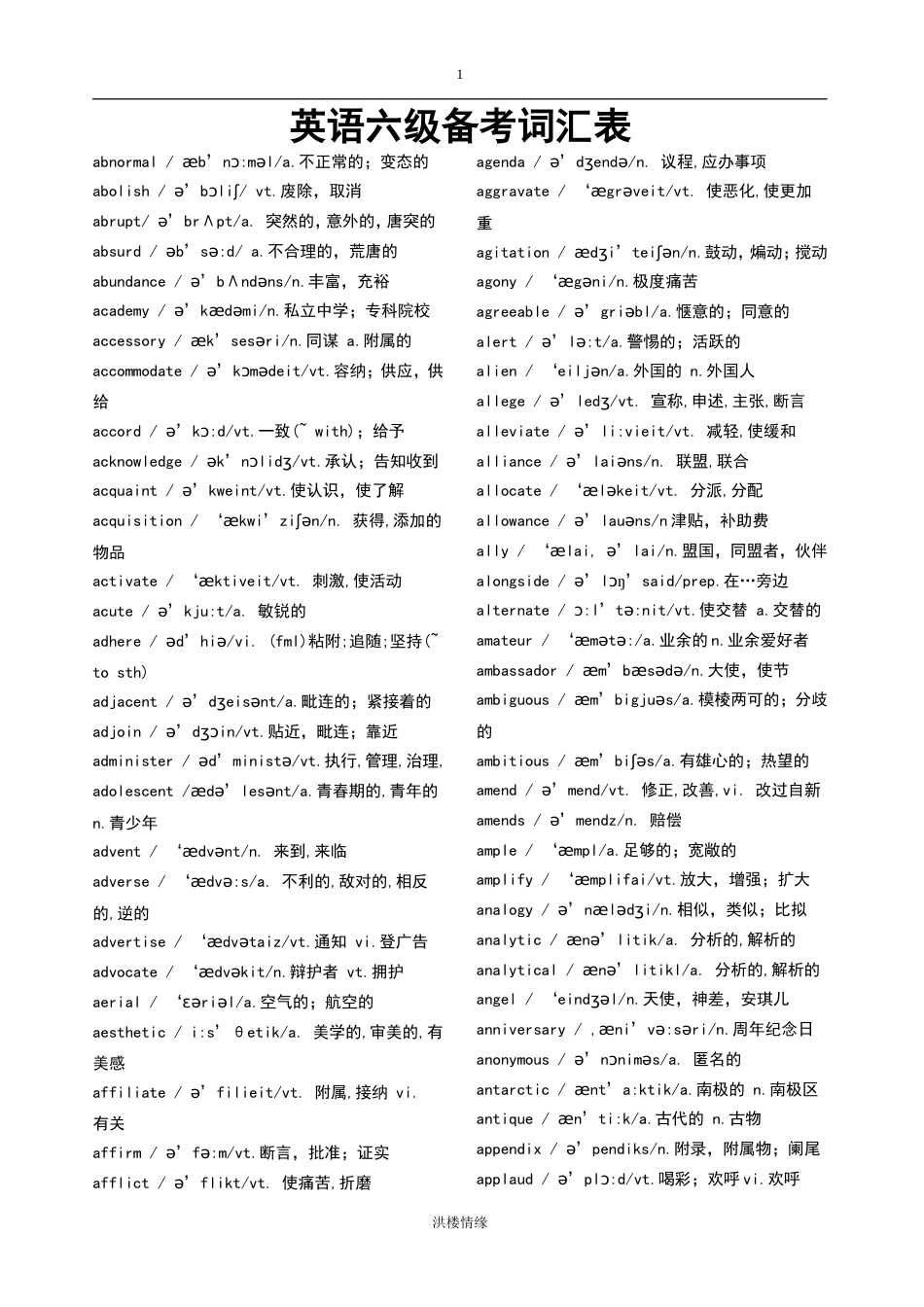 英语六级词汇表带音标[22页]_第1页
