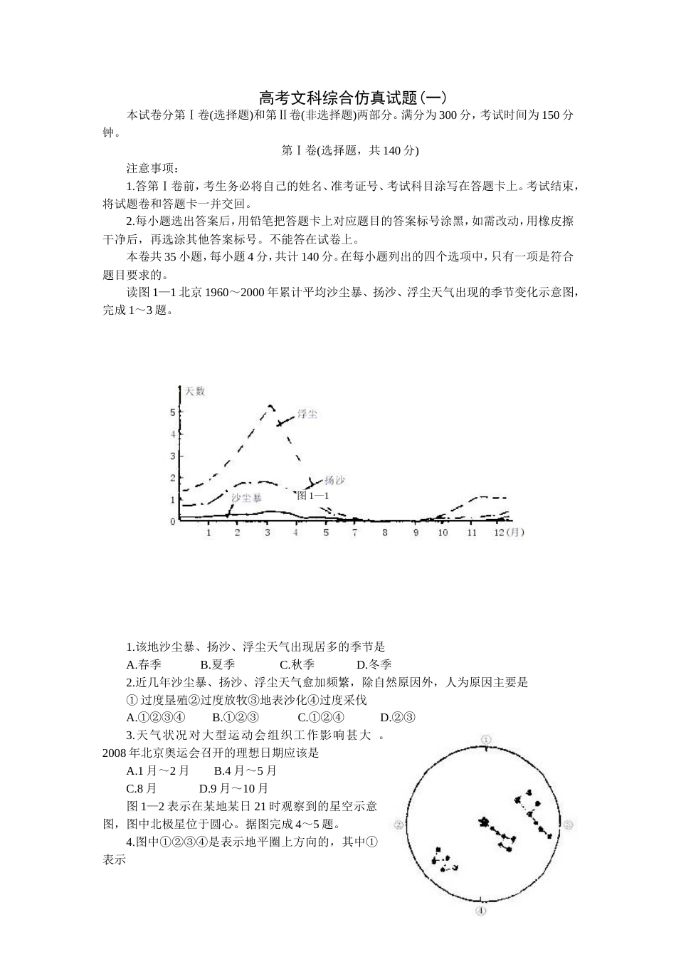 高考文科综合仿真试题1[共8页]_第1页