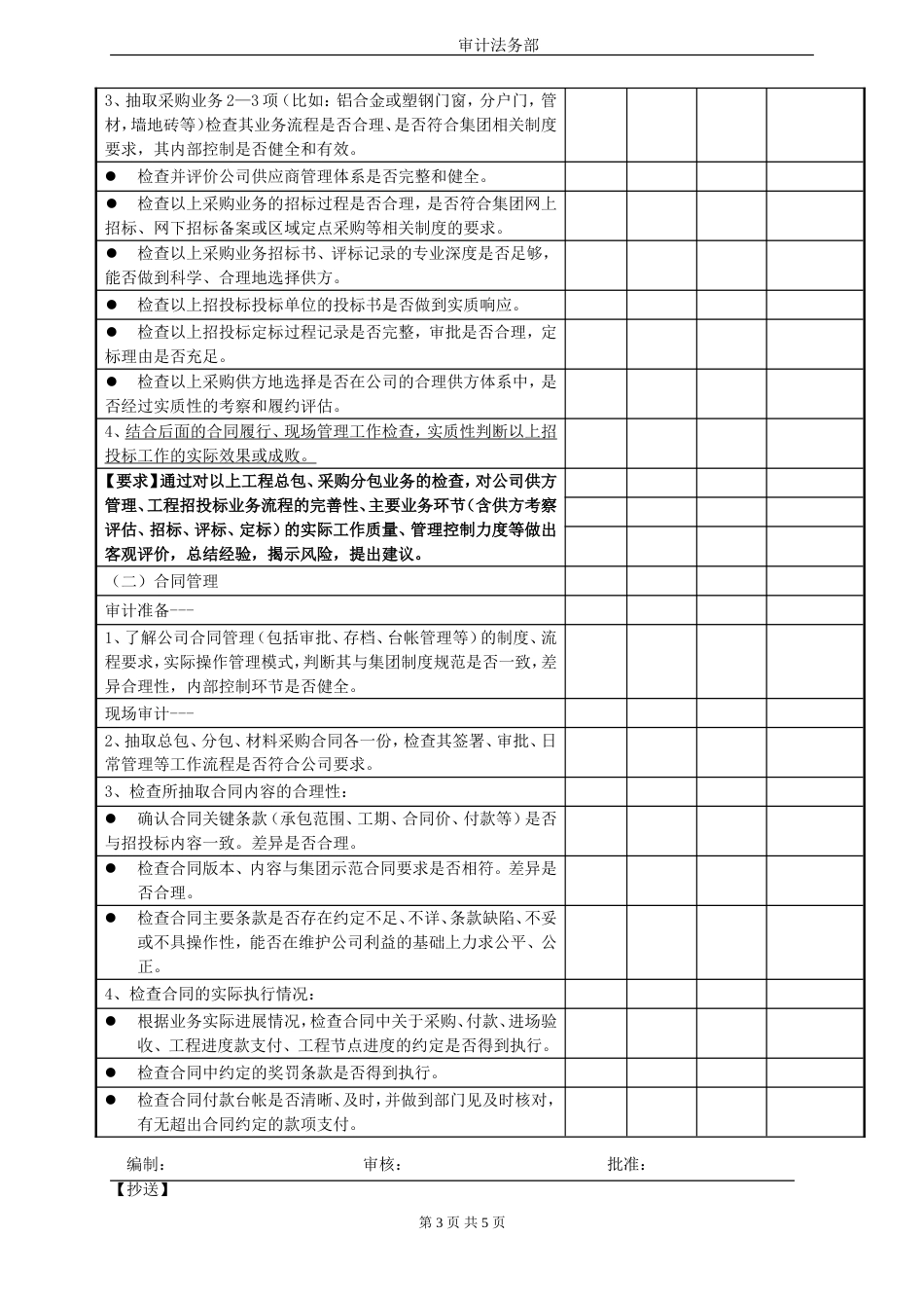 工程内控专项审计方案[共6页]_第3页