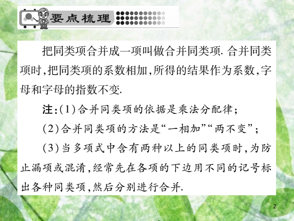 七年级数学上册 第3章 整式的加减 3.4.2 合并同类项优质课件 （新版）华东师大版_第2页