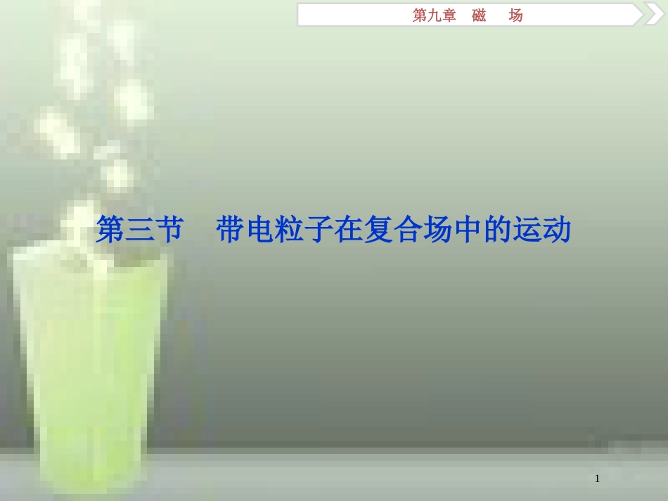 （新课标）2019届高考物理一轮复习 第9章 磁场 第三节 带电粒子在复合场中的运动优质课件_第1页