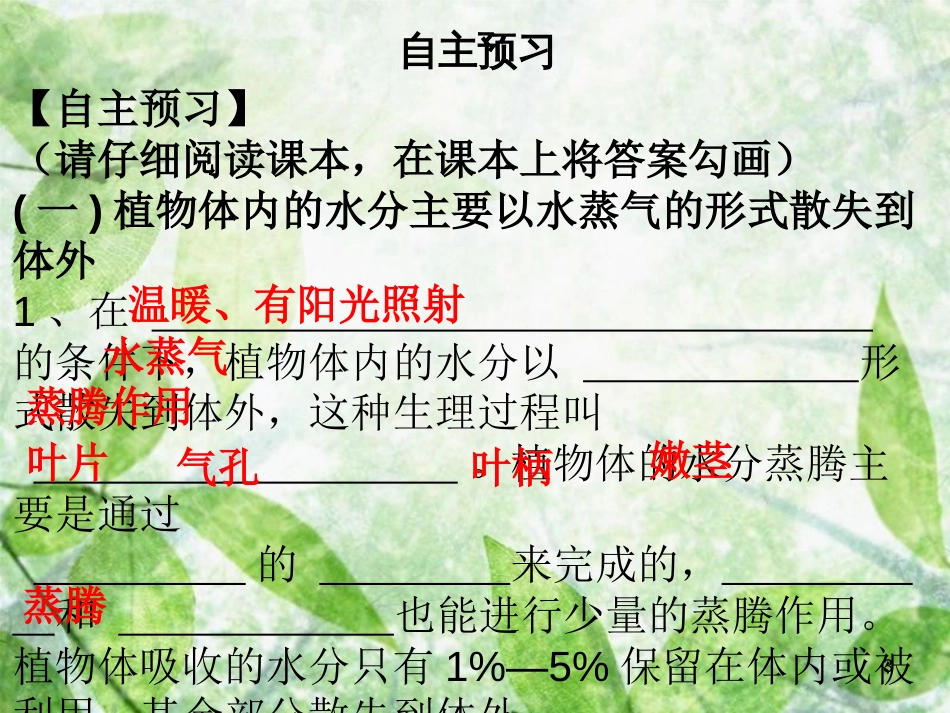 七年级生物上册 第3单元 第5章 第4节 蒸腾作用优质课件 （新版）北师大版_第3页