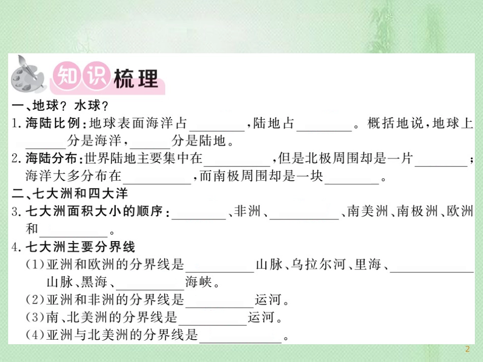 七年级地理上册 第2章 第一节 大洲和大洋习题优质课件 （新版）新人教版_第2页