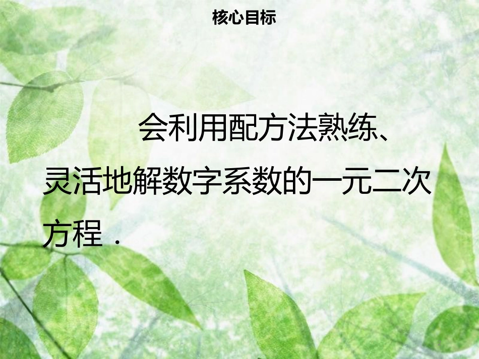 九年级数学上册 第二十一章 一元二次方程 21.2 解一元二次方程 21.2.1 配方法（二）导学优质课件 （新版）新人教版_第2页