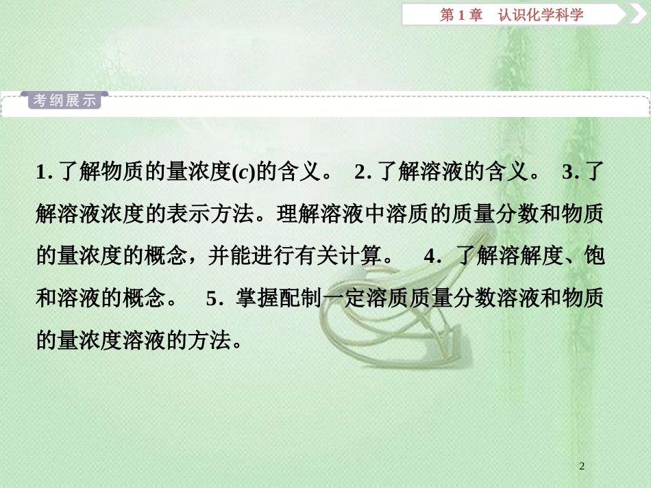 高考化学一轮复习 第1章 认识化学科学 第4节 物质的量浓度优质课件 鲁科版_第2页