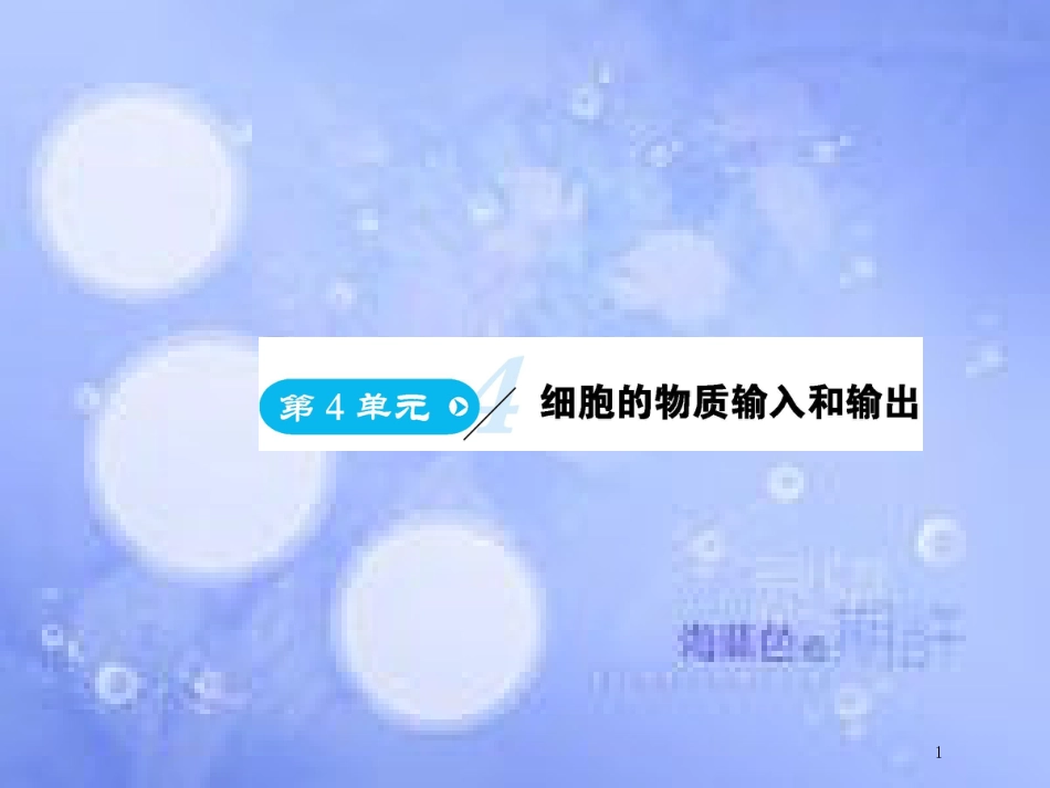 高中生物 第4单元 细胞的物质输入和输出（第1课时）细胞的物质输入和输出课件 新人教版必修1_第1页