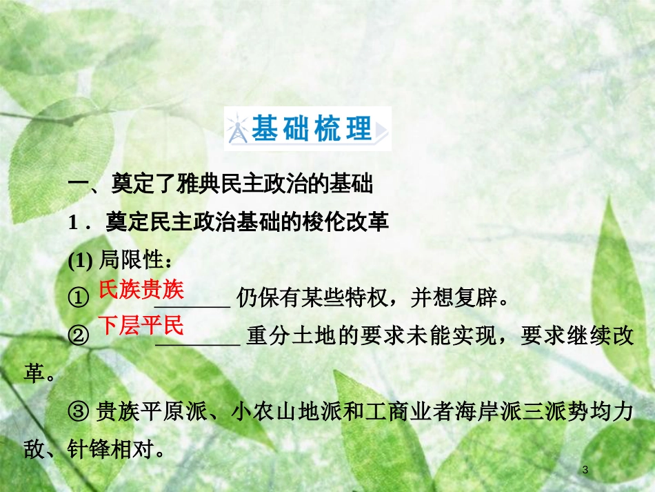 高中历史 第一章 雅典梭伦改革 1.3 梭伦改革的历史作用优质课件 北师大版选修1_第3页