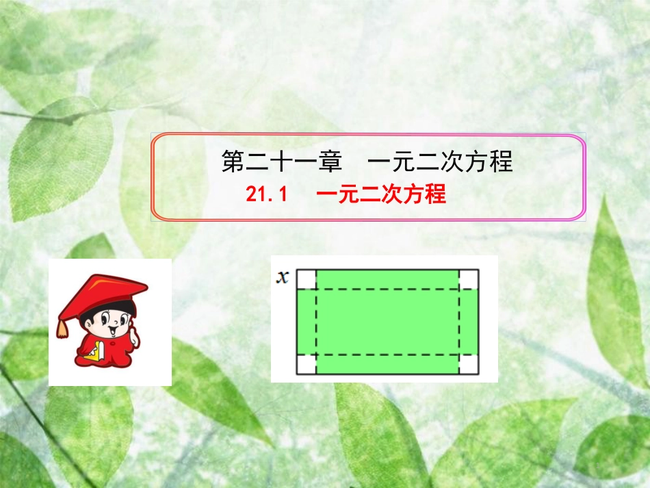 九年级数学上册 第二十一章 一元二次方程 21.1 一元二次方程优质课件 （新版）新人教版_第1页