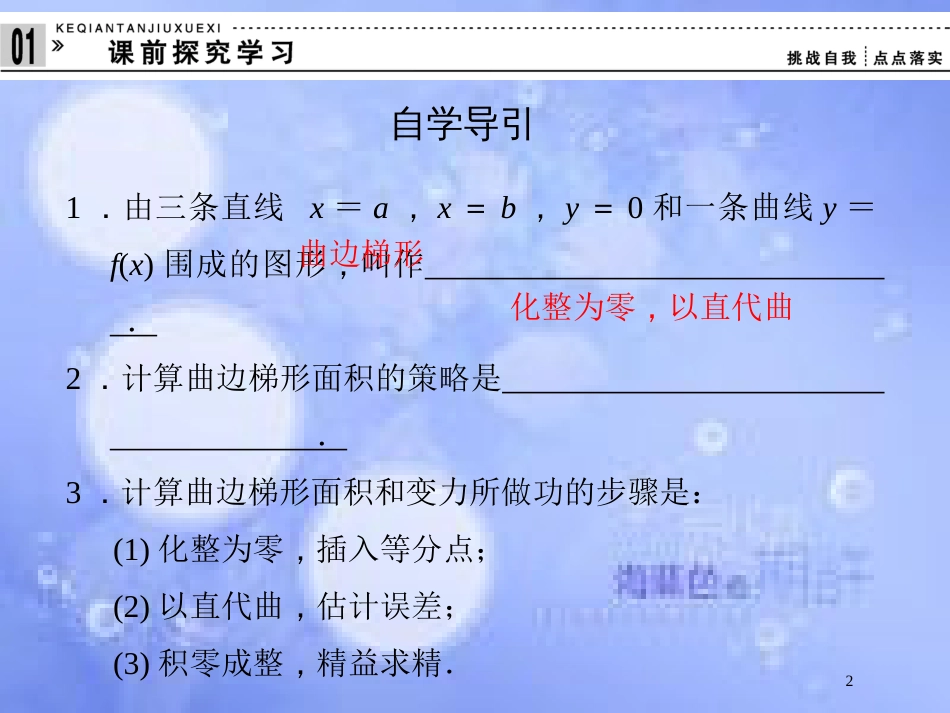 高中数学 第四章 导数及其应用 4.5 定积分与微积分基本定理 4.5.1 曲边梯形的面积 4.5.2 计算变力所做的功课件 湘教版选修2-2_第2页