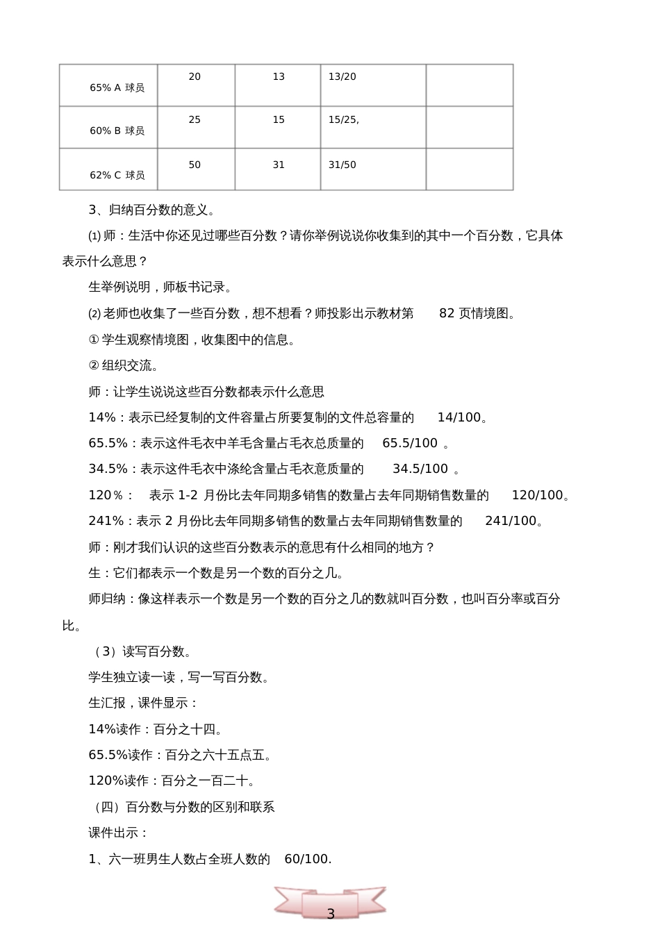 《百分数的意义和读写法》教学设计及反思[共5页]_第3页