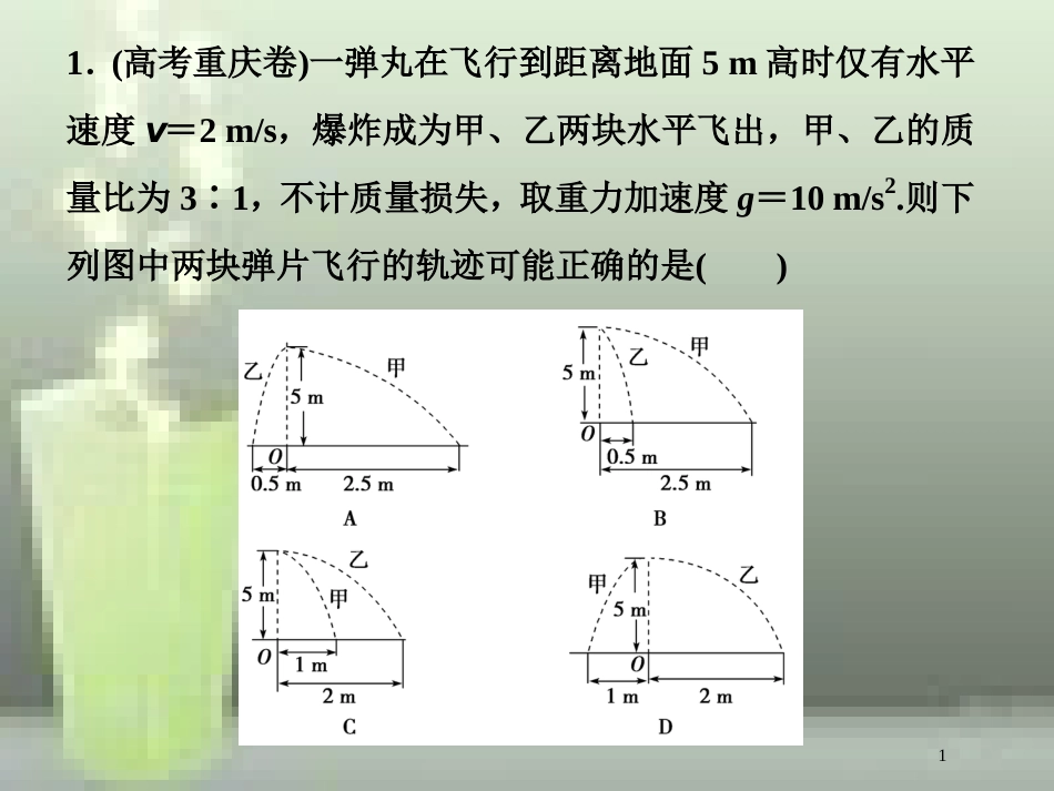 高考物理一轮复习 第六章 碰撞与动量守恒 第二节 动量守恒定律碰撞爆炸反冲随堂达标巩固落实优质课件_第1页