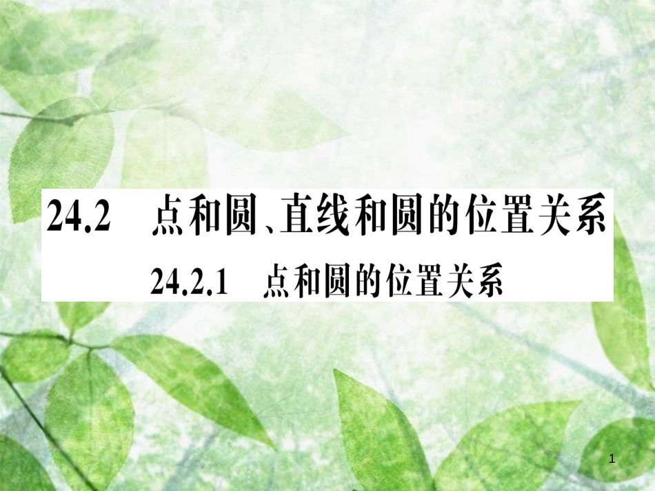 九年级数学上册 第二十四章 圆 24.2 点和圆、直线和圆的位置关系 24.2.1 点和圆的位置关系习题优质课件 （新版）新人教版_第1页