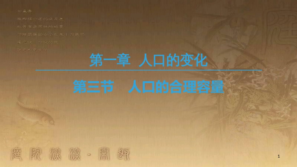 高中地理 第一章 人口的变化 第3节 人口的合理容量优质课件 新人教版必修2_第1页