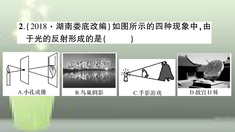 （遵义专版）八年级物理全册 阶段测试三（第四章1-2节）习题优质课件 （新版）沪科版_第3页