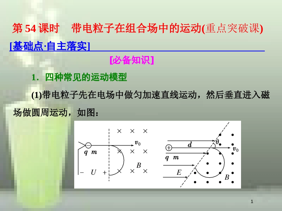 （新课标）高考物理总复习 第九章 磁场 第54课时 带电粒子在组合场中的运动（重点突破课）优质课件_第1页